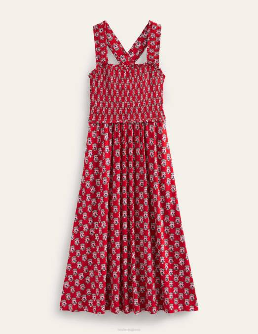 Boden vêtements poinsettia et fleuron délicat femmes robe mi-longue en jersey à dos croisé LB2X2255