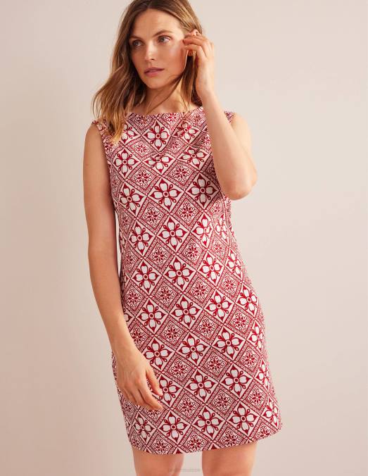 Boden vêtements poinsettia et pépins en bloc femmes robe droite sans manches en jersey LB2X999
