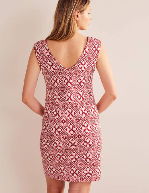 Boden vêtements poinsettia et pépins en bloc femmes robe droite sans manches en jersey LB2X999