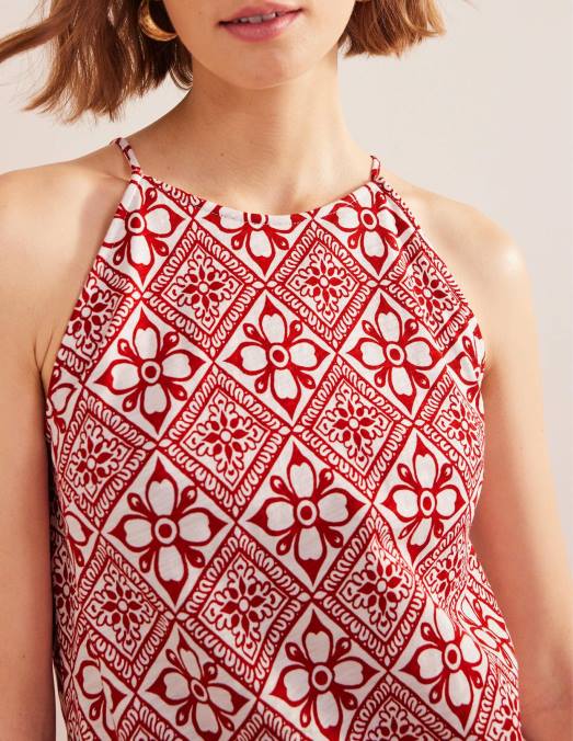 Boden vêtements poinsettia et pépins en bloc femmes robe mi-longue en jersey à col nageur LB2X943