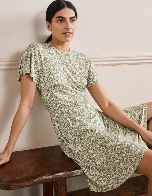 Boden vêtements pois et paradis oriental femmes robe en jersey à manches flottantes LB2X2282