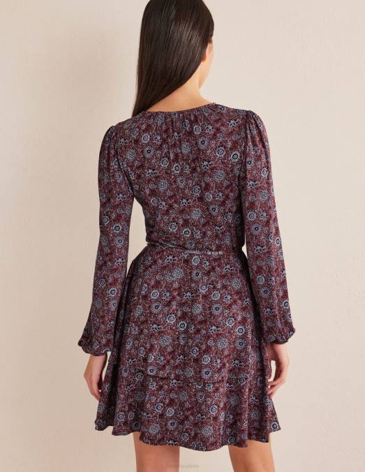 Boden vêtements pomme épicée et tapisserie florale femmes robe courte en jersey à volants LB2X1227