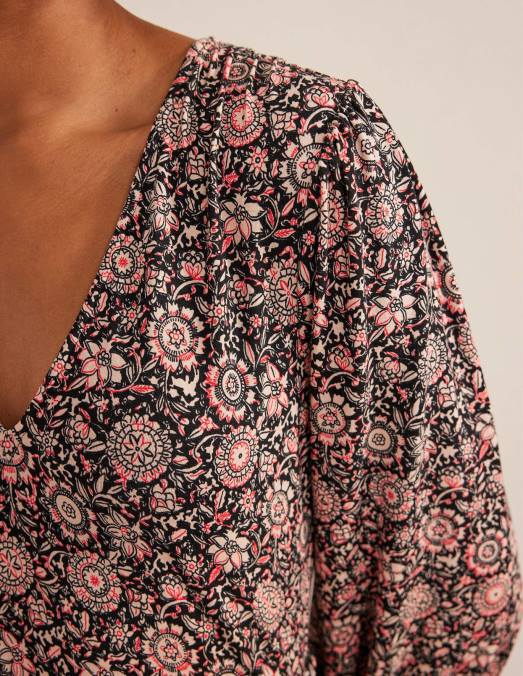 Boden vêtements pop-corn et tapisserie florale femmes robe courte en jersey à volants LB2X1361