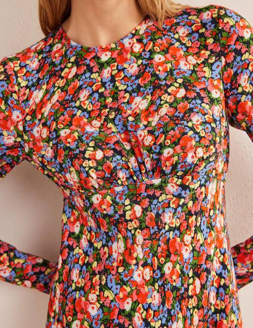 Boden vêtements pop multi & pivoine femmes robe mi-longue à col rond LB2X1370