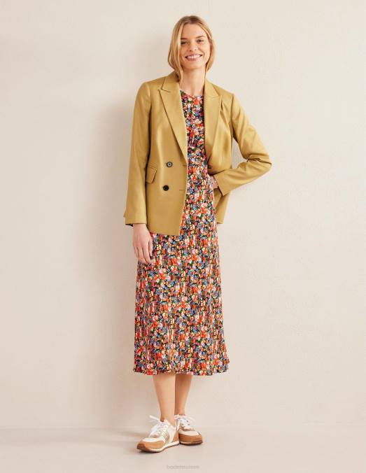 Boden vêtements pop multi & pivoine femmes robe mi-longue à col rond LB2X1370