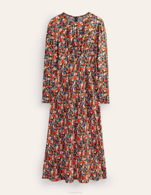 Boden vêtements pop multi & pivoine femmes robe mi-longue à col rond LB2X1370
