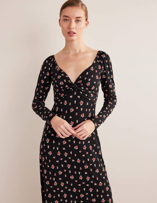 Boden vêtements pop noir et rose femmes robe mi-longue en jersey LB2X1546