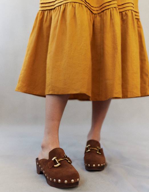 Boden vêtements récolter de l'or femmes robe mi-longue à nervures LB2X75