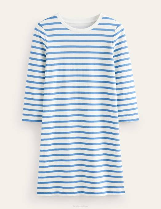 Boden vêtements rayure ivoire et bleue femmes robe t-shirt courte en jersey LB2X941