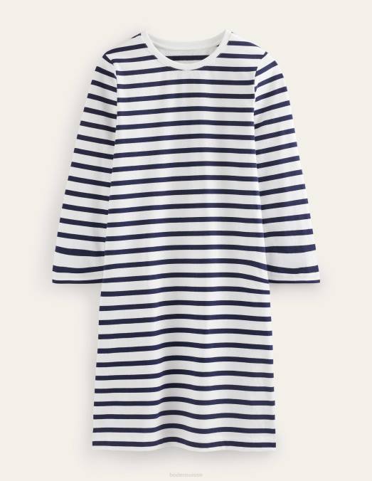 Boden vêtements rayure ivoire et marine femmes robe t-shirt courte en jersey LB2X940