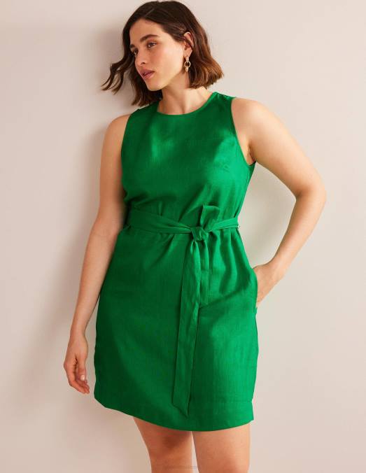 Boden vêtements riche émeraude femmes robe en lin sans manches LB2X579