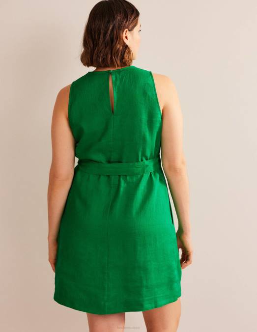 Boden vêtements riche émeraude femmes robe en lin sans manches LB2X579