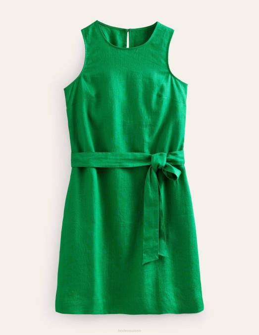 Boden vêtements riche émeraude femmes robe en lin sans manches LB2X579