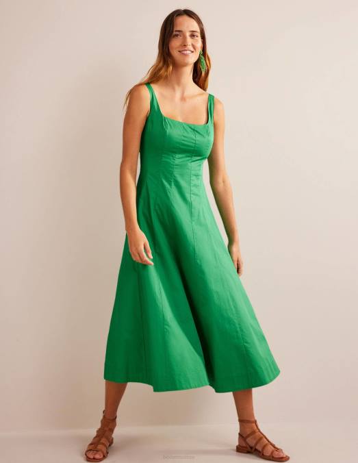 Boden vêtements riche émeraude femmes robe mi-longue sans manches à empiècements LB2X952
