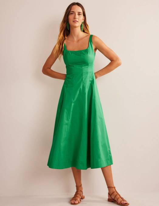 Boden vêtements riche émeraude femmes robe mi-longue sans manches à empiècements LB2X952