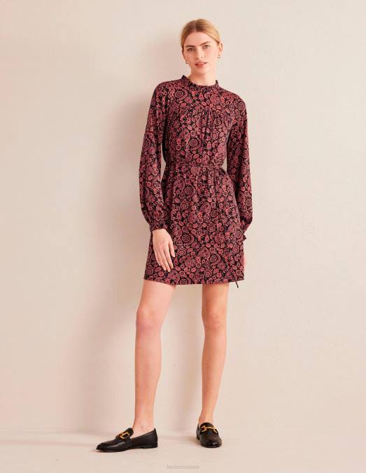 Boden vêtements rose fanée et charme tropique femmes robe courte en jersey à empiècement facile LB2X2215