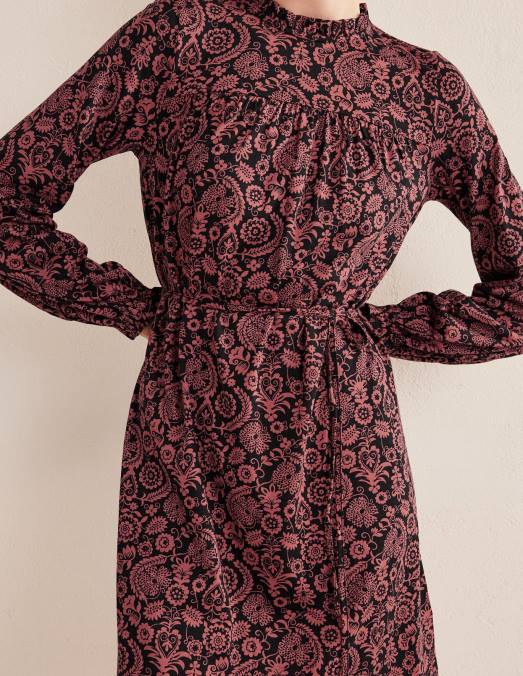 Boden vêtements rose fanée et charme tropique femmes robe courte en jersey à empiècement facile LB2X2215