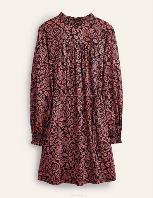 Boden vêtements rose fanée et charme tropique femmes robe courte en jersey à empiècement facile LB2X2215