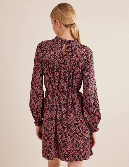 Boden vêtements rose fanée et charme tropique femmes robe courte en jersey à empiècement facile LB2X2215