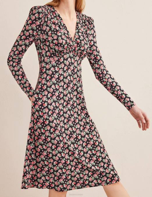 Boden vêtements rose noire et diamant femmes robe courte en jersey LB2X1603