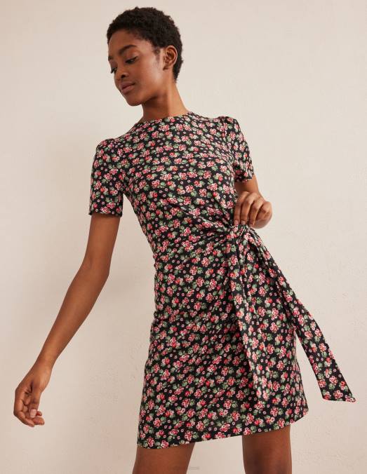 Boden vêtements rose noire et diamant femmes robe en jersey nouée sur le devant LB2X1145