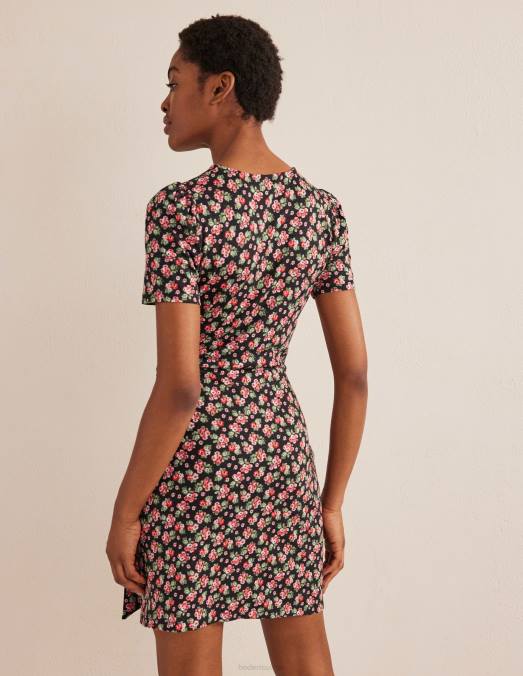 Boden vêtements rose noire et diamant femmes robe en jersey nouée sur le devant LB2X1145