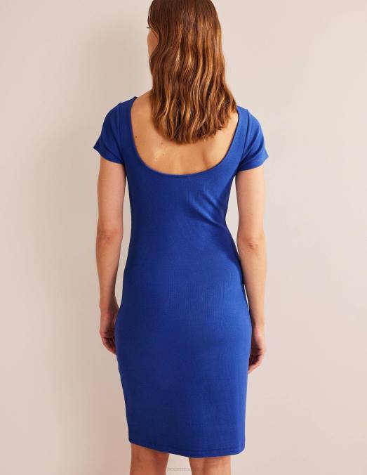 Boden vêtements saphir femmes robe courte en jersey côtelé à dos décolleté LB2X1082