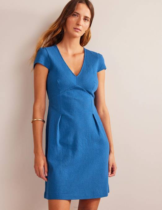 Boden vêtements saphir femmes robe thé en jersey seersucker LB2X2135