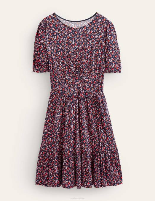 Boden vêtements sorbet rose et feuillage pétale femmes robe courte en jersey à buste froncé LB2X1240