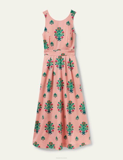 Boden vêtements tampon milkshake & bouquet femmes robe midi elsa avec détail au dos LB2X2406