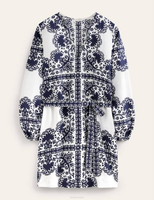 Boden vêtements terrasse marine et milos femmes Caftan court à col en V et taille nouée LB2X1184