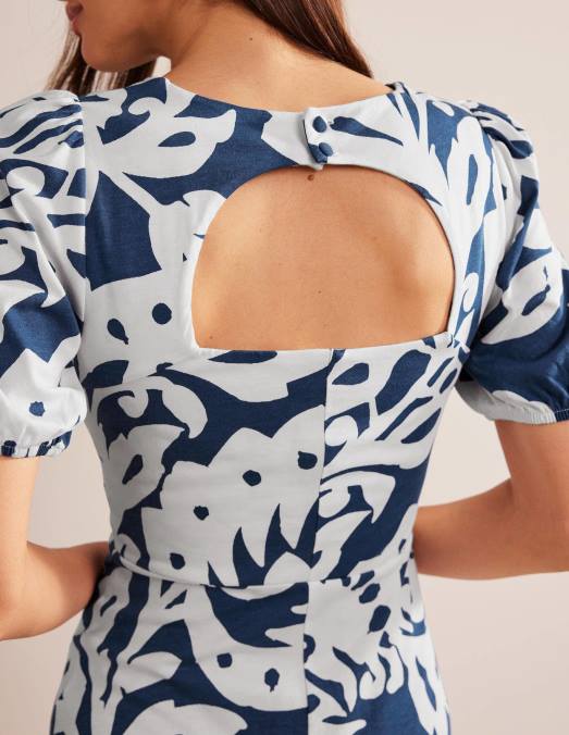 Boden vêtements terrasse saphir & chêne femmes robe mi-longue en jersey à détail au dos LB2X968