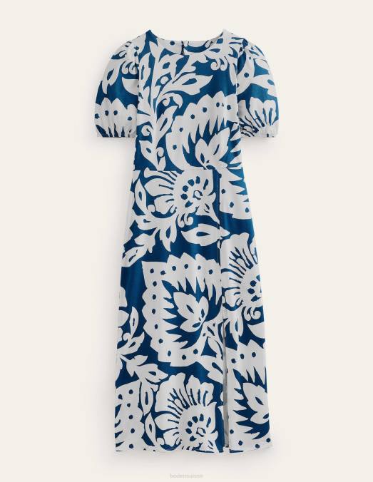 Boden vêtements terrasse saphir & chêne femmes robe mi-longue en jersey à détail au dos LB2X968