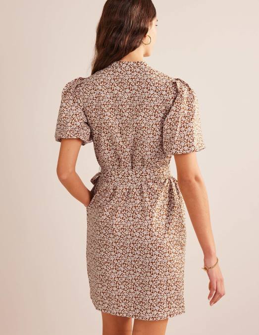 Boden vêtements tige de citrouille et de fleur femmes robe chemise à manches courtes LB2X1116