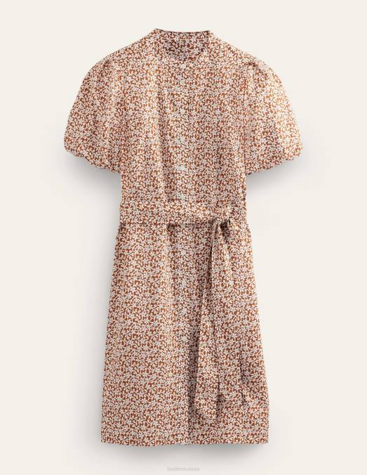 Boden vêtements tige de citrouille et de fleur femmes robe chemise à manches courtes LB2X1116