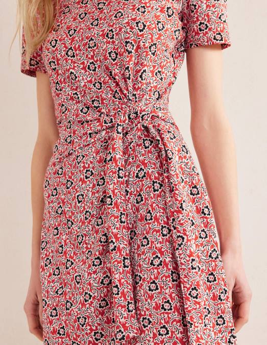 Boden vêtements tourbillon de tomates et de trèfles femmes robe en jersey nouée sur le devant LB2X1050