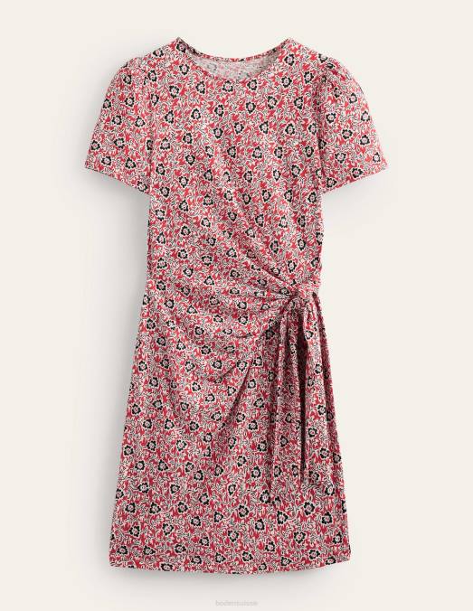 Boden vêtements tourbillon de tomates et de trèfles femmes robe en jersey nouée sur le devant LB2X1050