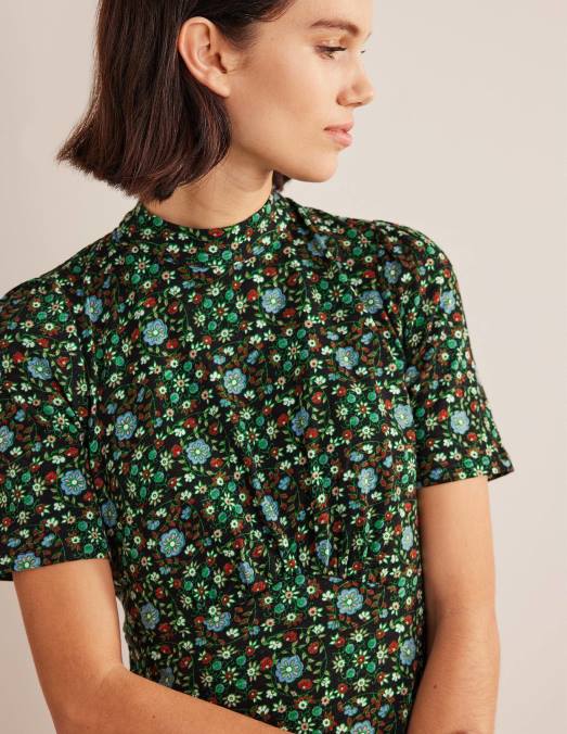 Boden vêtements tourbillon noir et gardénia femmes robe courte en jersey LB2X1403