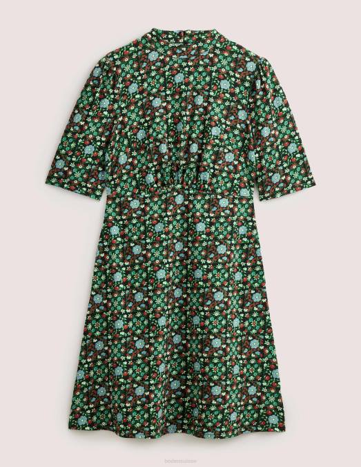 Boden vêtements tourbillon noir et gardénia femmes robe courte en jersey LB2X1403