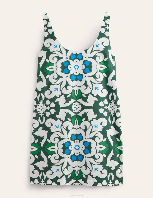 Boden vêtements trekking vert et opulent pépin femmes robe droite à encolure dégagée LB2X1093