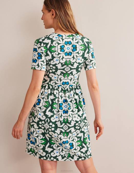 Boden vêtements trekking vert et opulent pépin femmes robe en jersey à col cranté LB2X1210