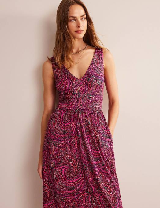 Boden vêtements ultra rose et palais femmes robe longue en jersey sans manches LB2X1142