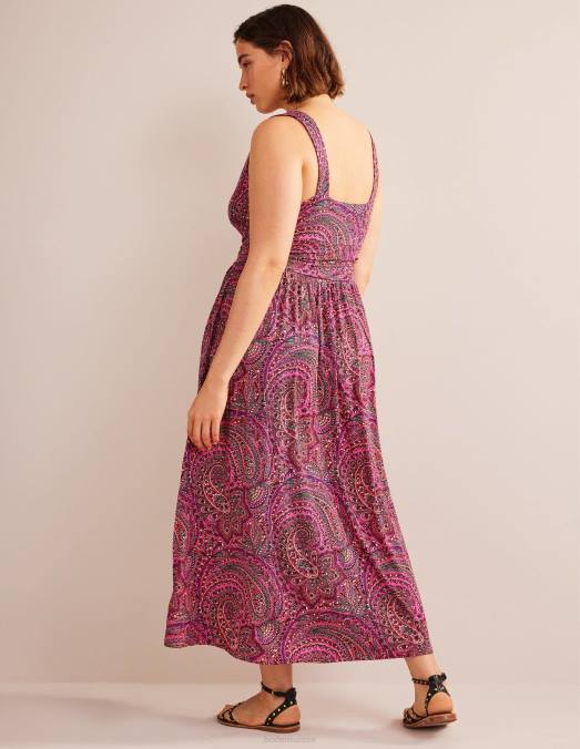 Boden vêtements ultra rose et palais femmes robe longue en jersey sans manches LB2X1142