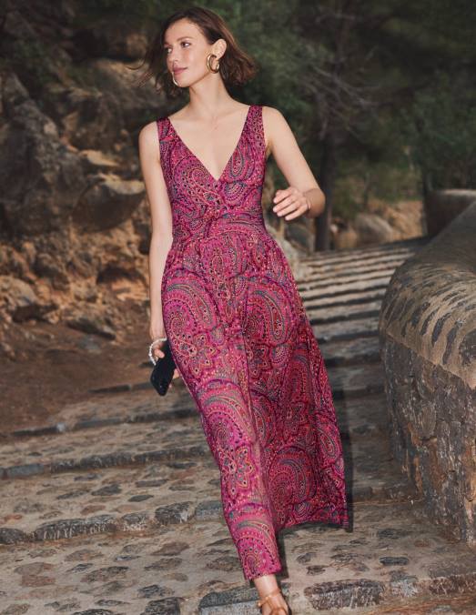 Boden vêtements ultra rose et palais femmes robe longue en jersey sans manches LB2X1142