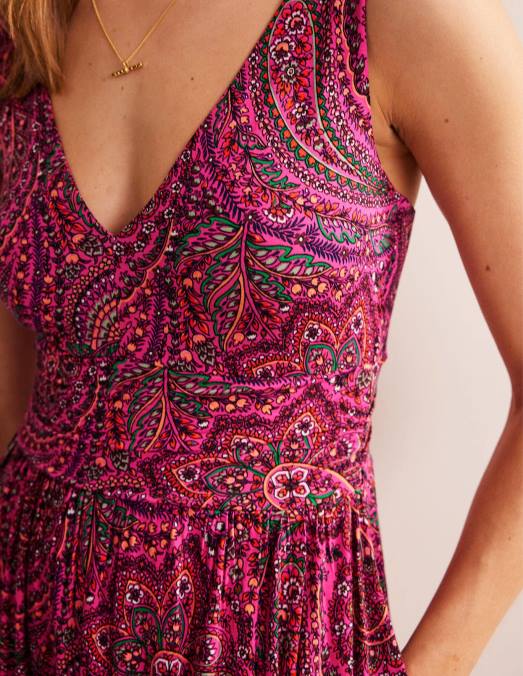 Boden vêtements ultra rose et palais femmes robe longue en jersey sans manches LB2X1142