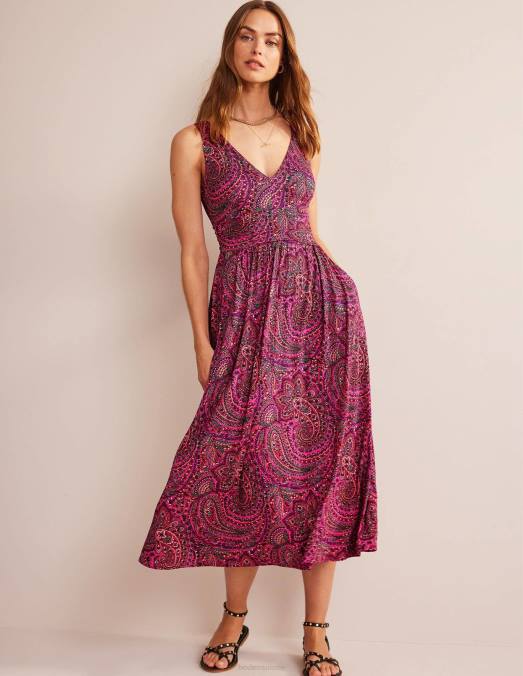 Boden vêtements ultra rose et palais femmes robe longue en jersey sans manches LB2X1142