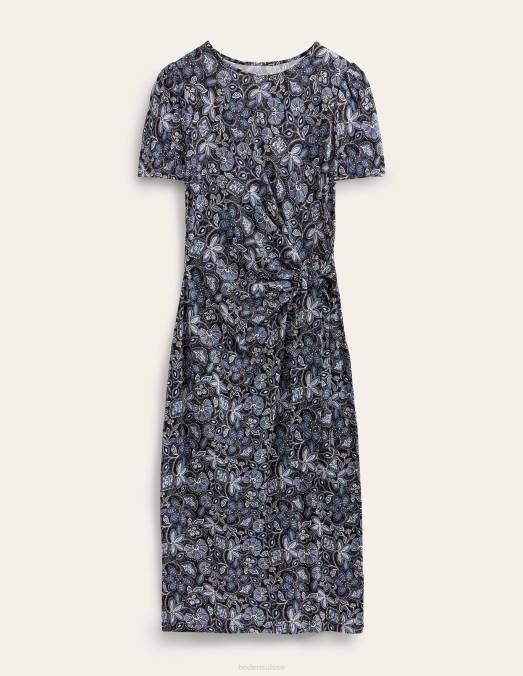 Boden vêtements véritable marine et lys oriental femmes robe midi en jersey nouée sur le devant LB2X1144