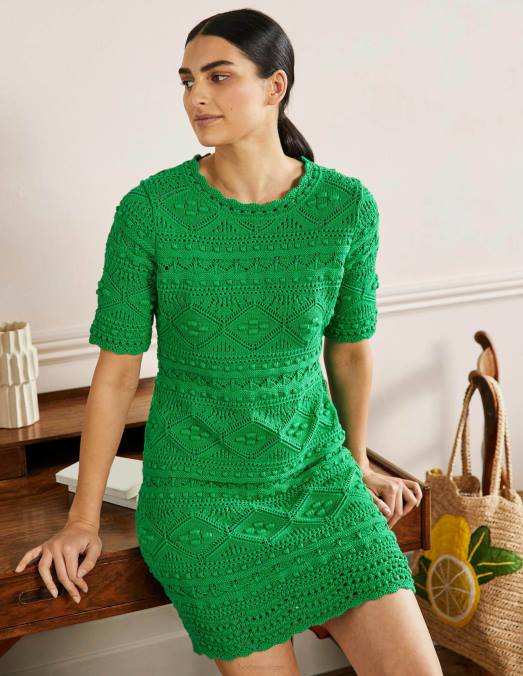 Boden vêtements vert des hautes terres femmes robe en maille texturée Claudia LB2X2397