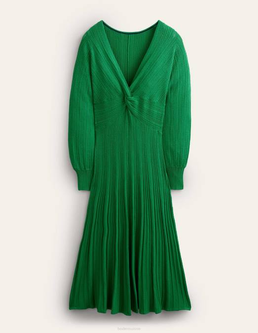 Boden vêtements vert des hautes terres femmes robe mi-longue en maille torsadée sur le devant LB2X1254