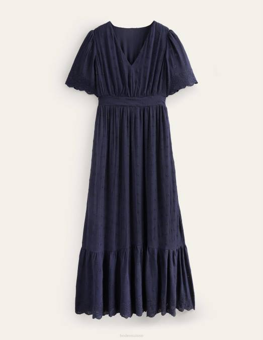 Boden vêtements vraie marine femmes robe longue à broderies LB2X1155